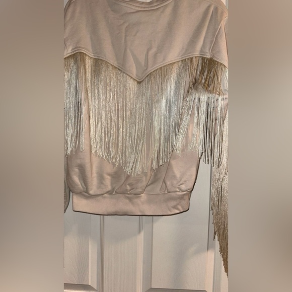 Levi's Ashley Beige Fringe Crew Neck Sweatshirt - Picture 6 of 7